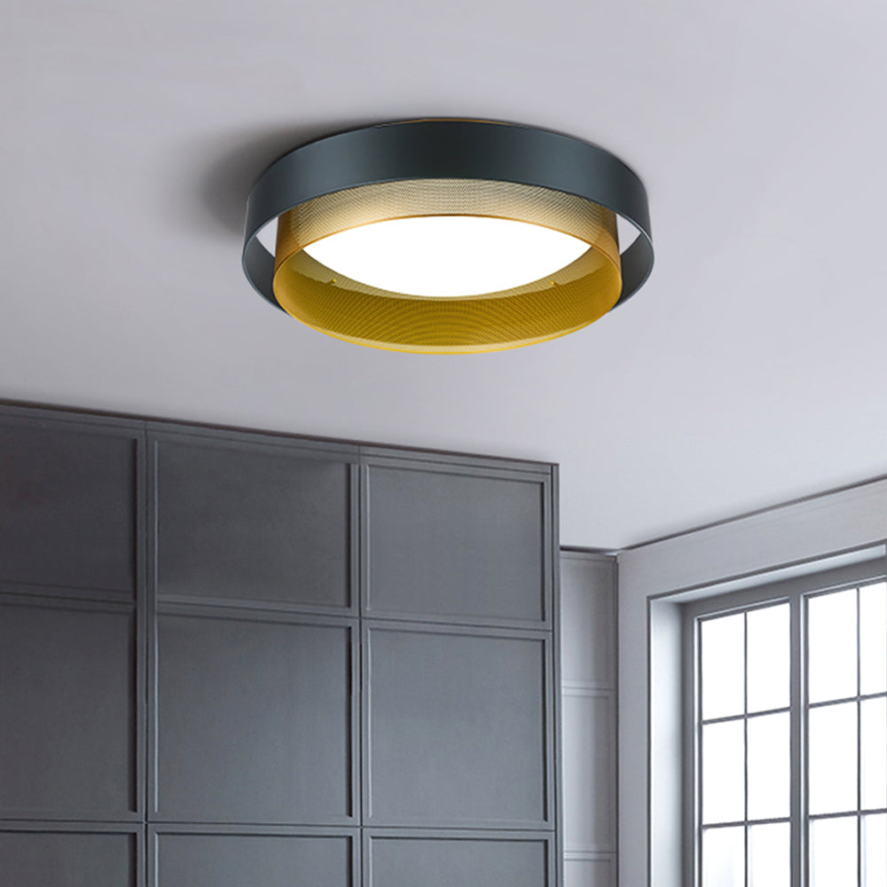 Arisha Modern Ring Ceiling Light, Metal/Acrylic, Black/White, Living Room