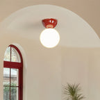 Scandinavian Glass Globe Semi-Flush Ceiling Light | 1-Light