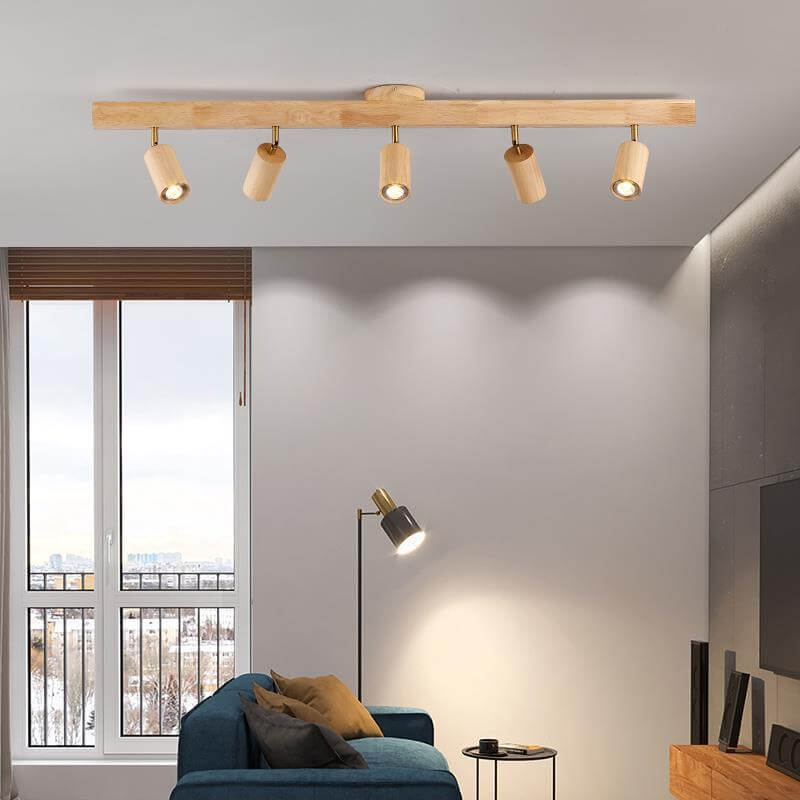 Japanese Wooden LED Semi-Flush Mount Ceiling Light | 2 Light