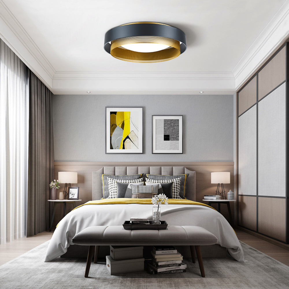 Arisha Modern Ring Ceiling Light, Metal/Acrylic, Black/White, Living Room