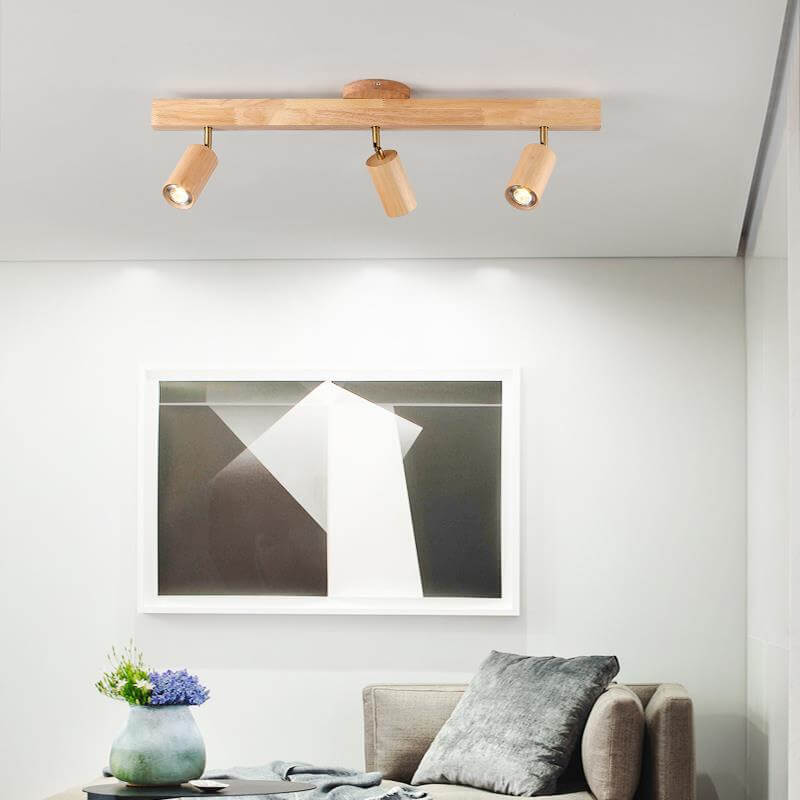 Japanese Wooden LED Semi-Flush Mount Ceiling Light | 2 Light