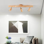 Japanese Wooden LED Semi-Flush Mount Ceiling Light | 2 Light