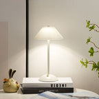 Scandinavian Brass Pleated Fabric Cone Table Light | 1-Light