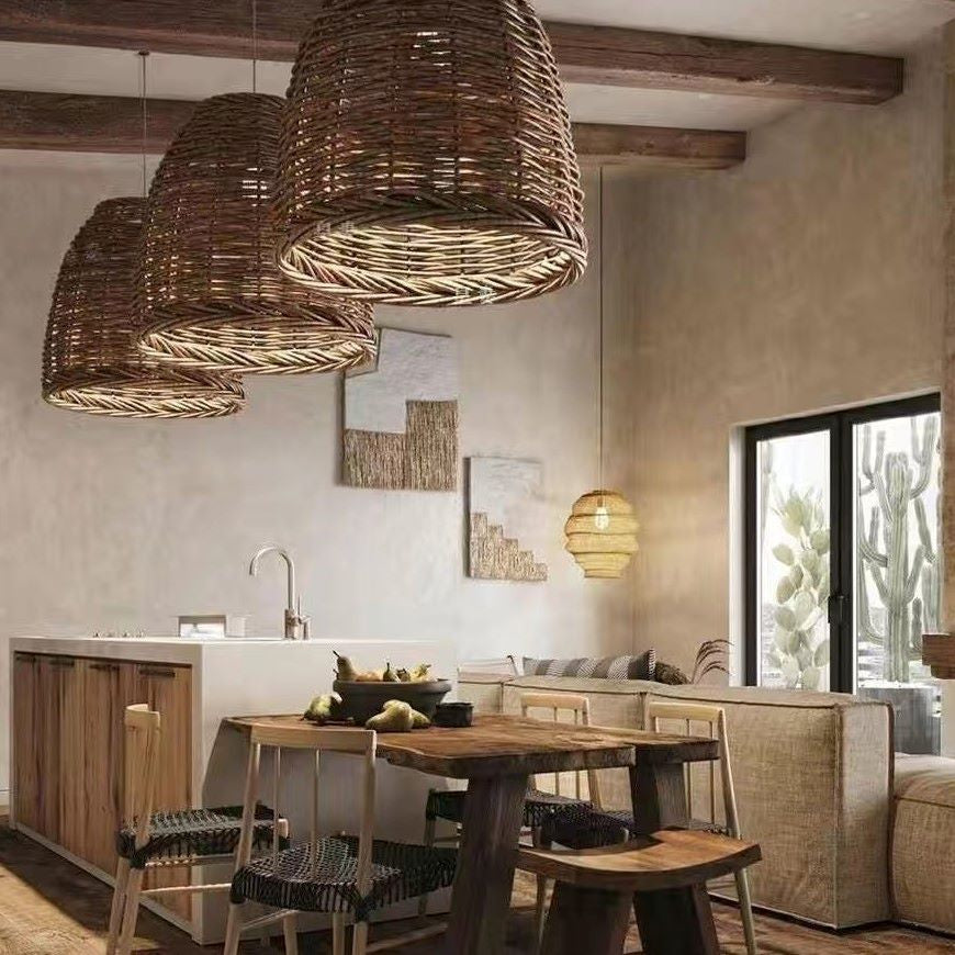 Ritta Vintage Woven Rattan LED Pendant Light for Living Room/Bedroom