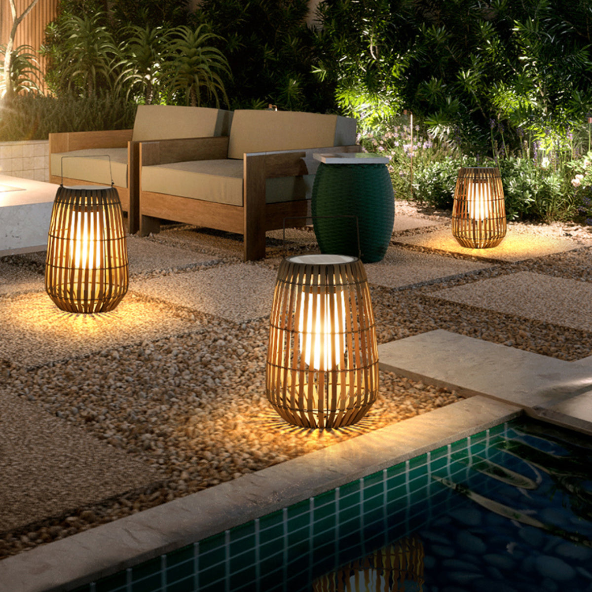 Ray Vintage LED Outdoor Light Solar Gray Garden/Hall/Balcony Wood with 3 Sizes