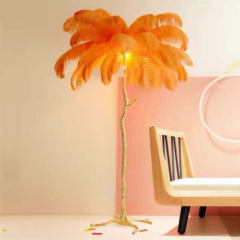 Luxury Feather/Colored Metal Floor Lamp