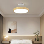 Japanese Wood Round LED Semi-Flush Mount Ceiling Light