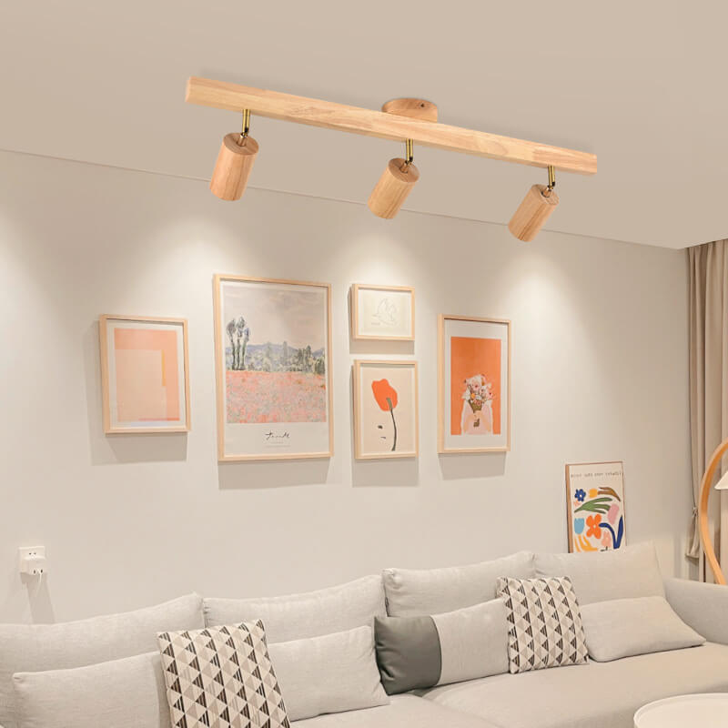 Japanese Wooden LED Semi-Flush Mount Ceiling Light | 2 Light