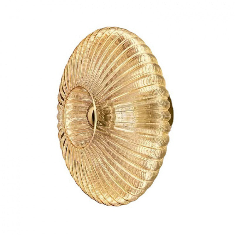 Nordic Vintage Ribbed Glass Round LED Wall Sconce | 1-Light
