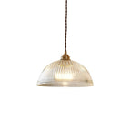 Modern Ribbed Clear Glass Dome Pendant Light | 1-Light
