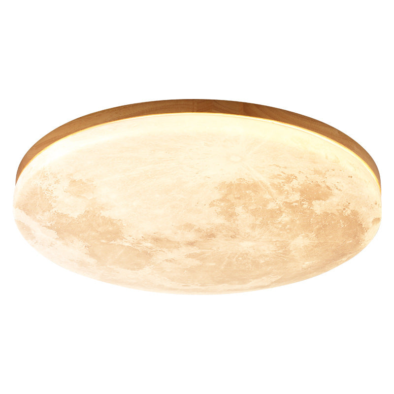 Nordic Wood & PVC Round LED Flush Mount Ceiling Light 1-light