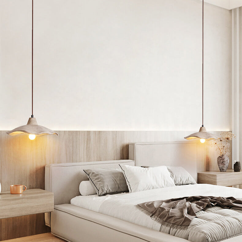 Japanese Vintage Cement Flower Pendant Light | 1-Light