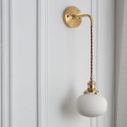 Japanese Brass Pleated Glass Wall Light | 1-Light