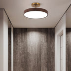 Japanese Wood Round LED Semi-Flush Mount Ceiling Light