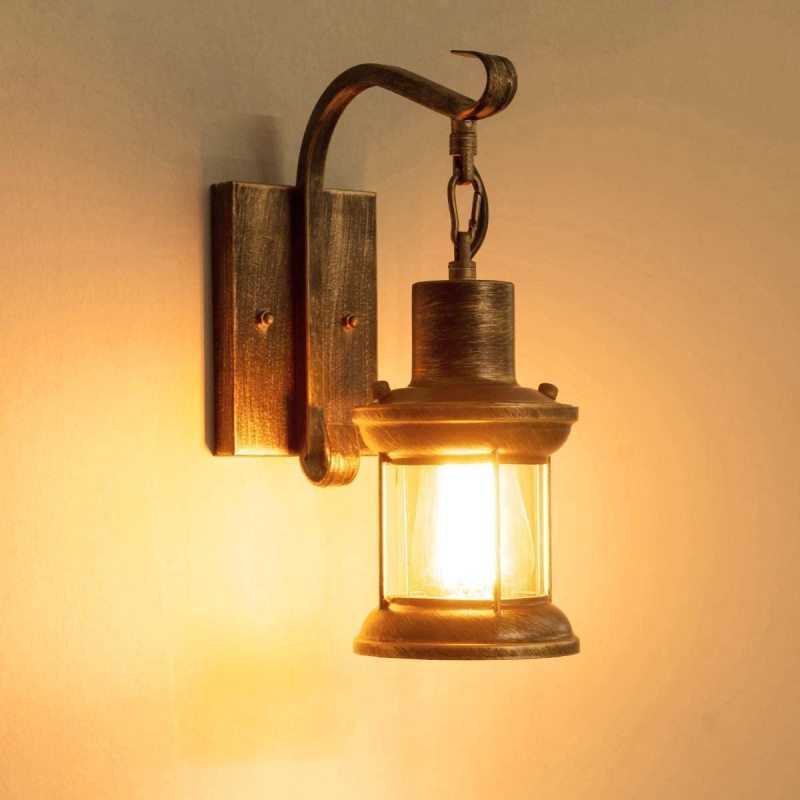 Silva Industrial Retro Wall Light Black/Bronze Indoor Metal/Glass