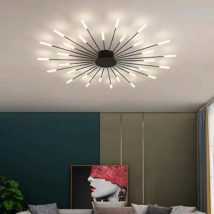Modern LED Ceiling Chandelier - Minimalist Design Inspired by Sun Rays