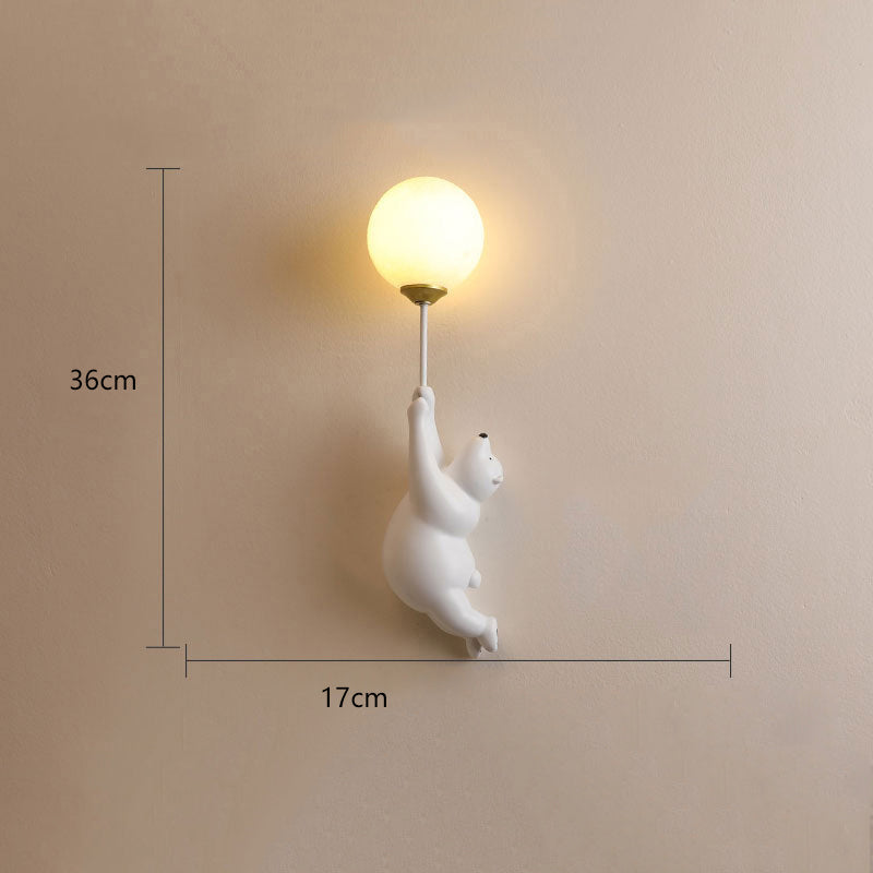 Bear Balloon Wall Sconce Modern Animal Bear Balloon. White/Blue/Pink. Living Room
