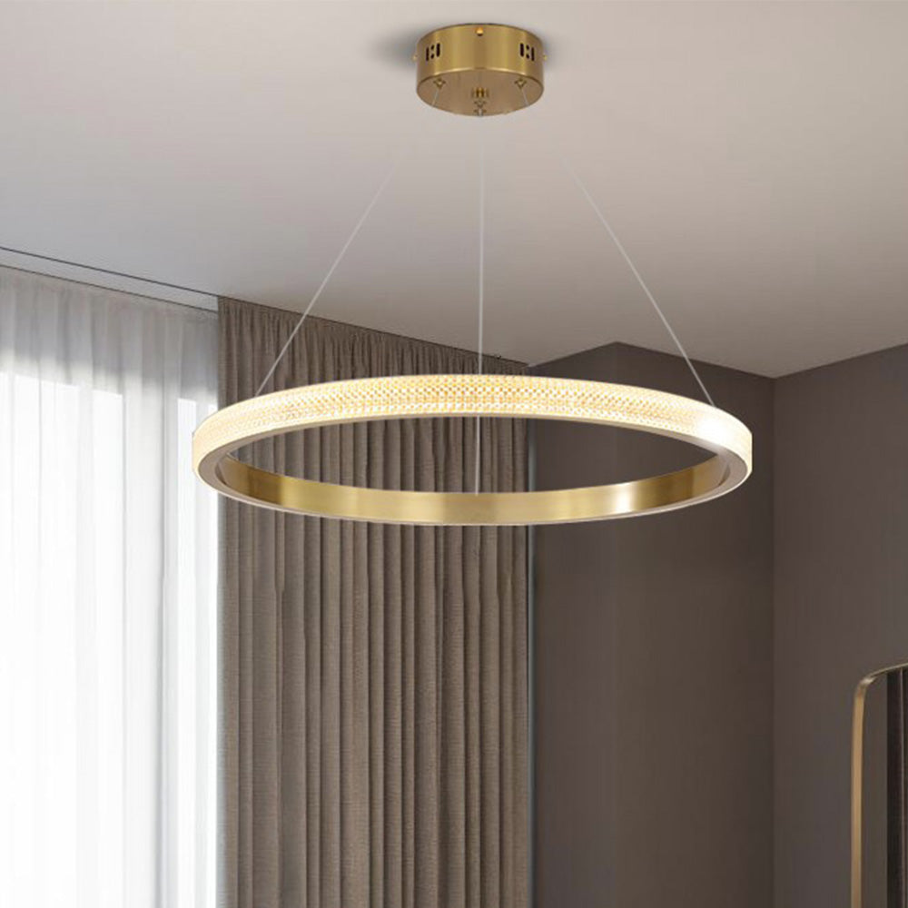 Kristy Modern Ring Metal/Acrylic LED Pendant Light, Black/Gold