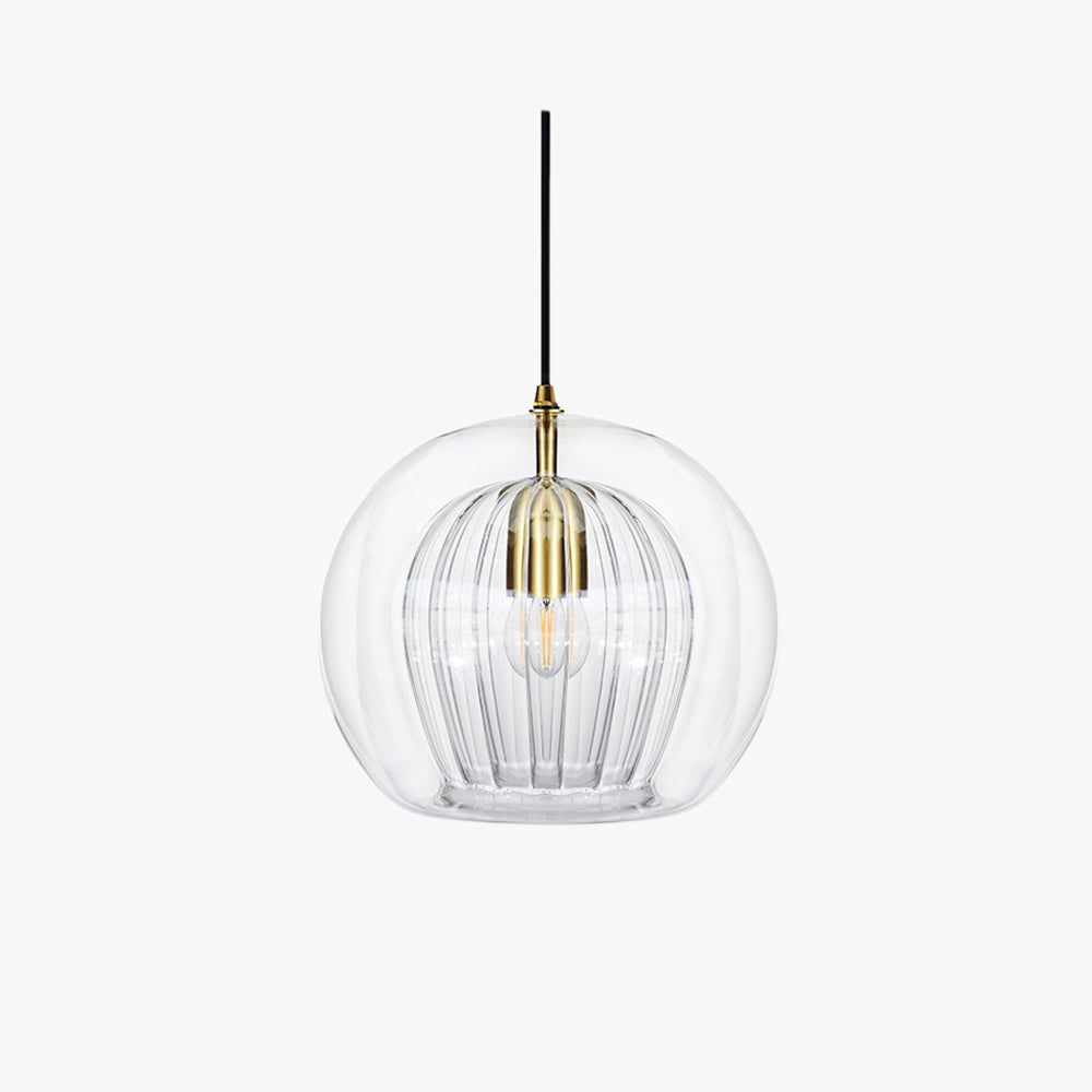 June Glass Globe Pendant Light Clear & Amber