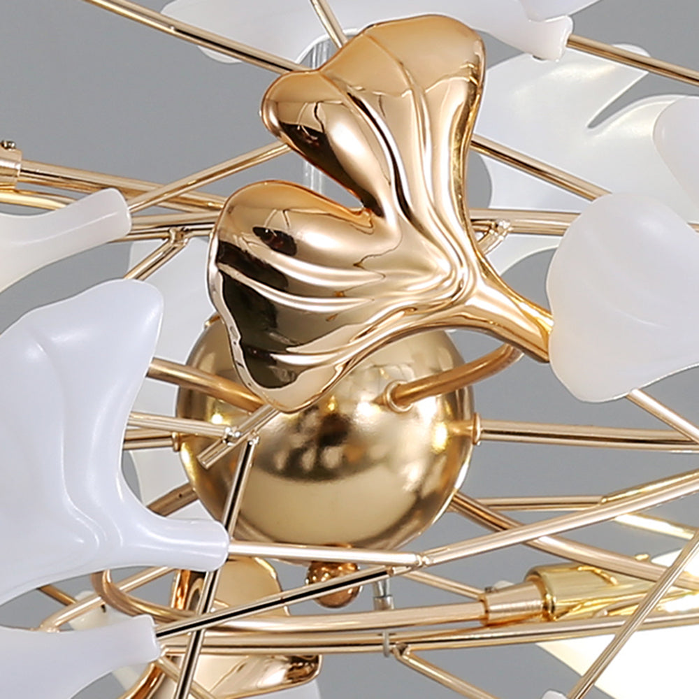 Jarn Leaf Suspension / Modern Multi Metal / Ceramic Gold / White Living Room
