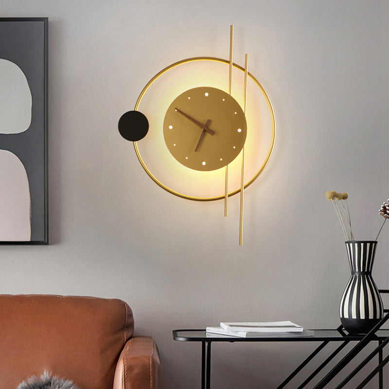 Arisha Modern Round Clock LED Indoor Wall Light Metal Acrylic Bedroom Living Room