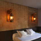 Lyros Lantern Vintage Wooden Rustic Wall Lamp