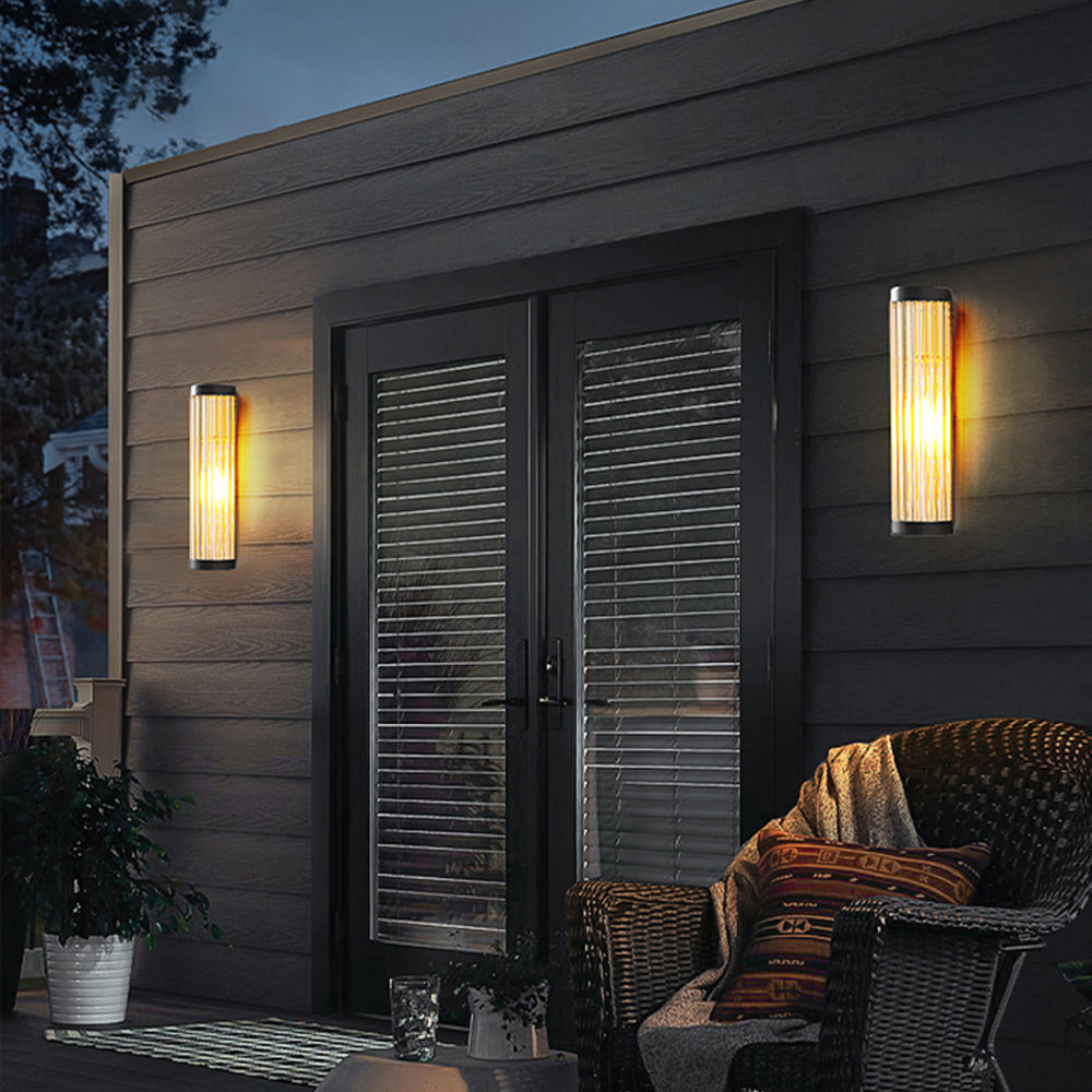 Yoru Semi-Cylindrical Wall Sconce. Metal/Glass. Outdoor