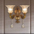 Ramiq Vintage Metal/Glass Wall Lamp, Gold