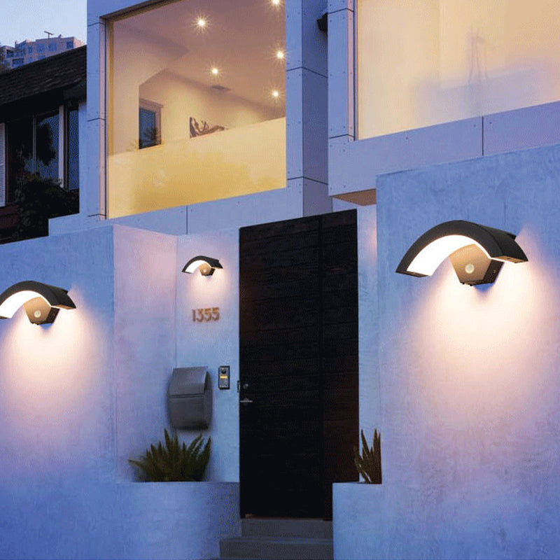 Elvon Nordic Arc Waterproof LED Outdoor Wall Lamp, Black