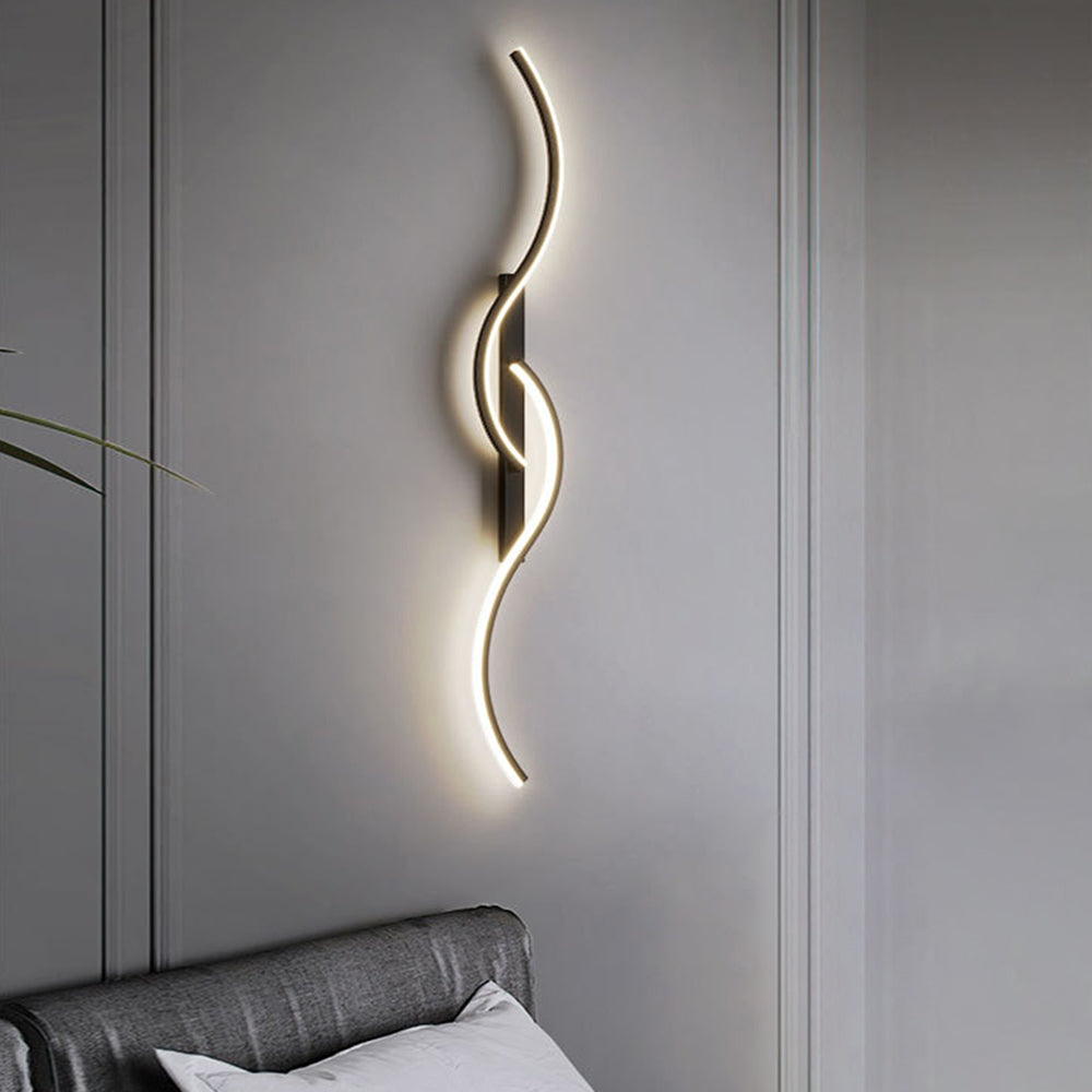 Lumor Modern Wave Design Wall Sconce Black/Gold Living Room