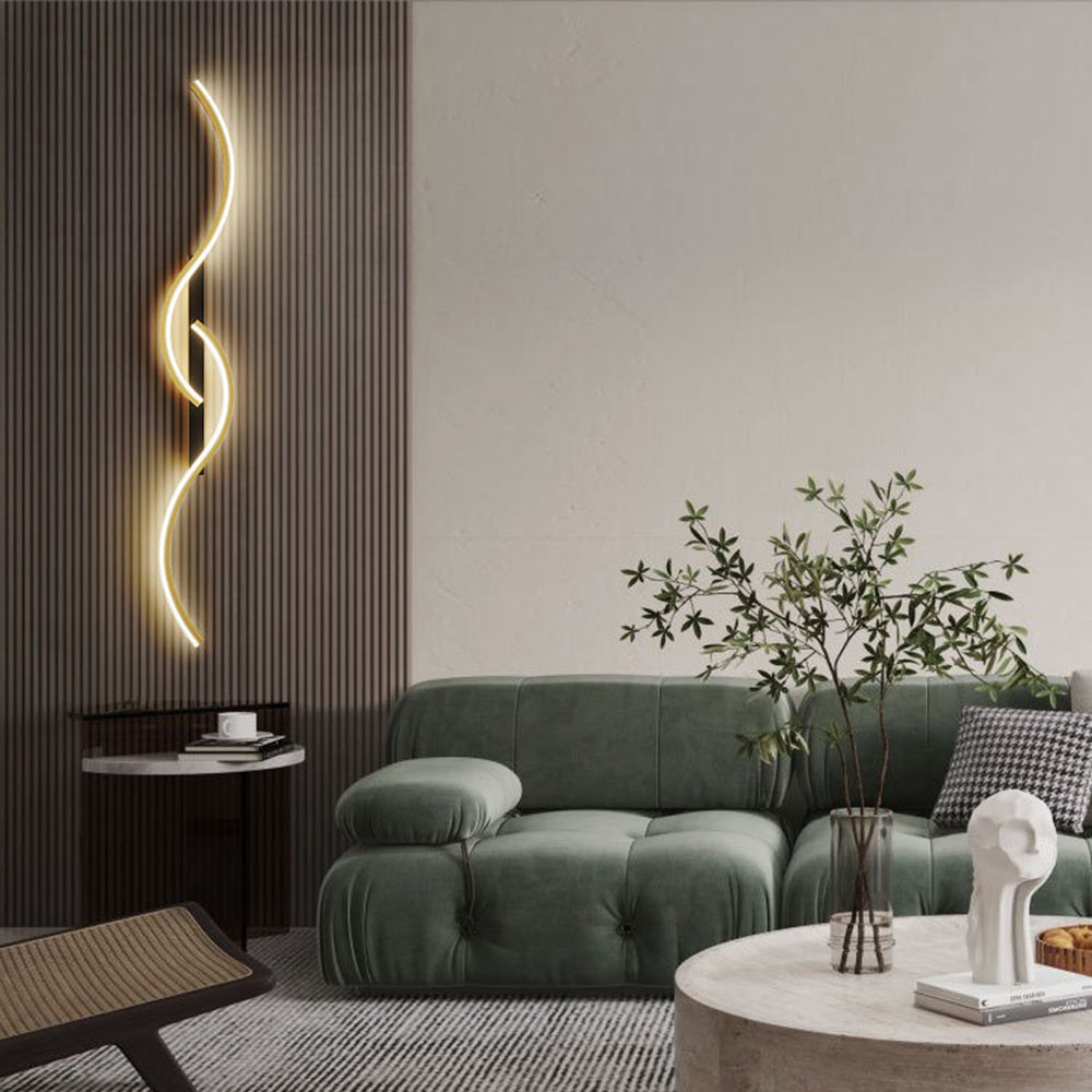 Lumor Modern Wave Design Wall Sconce Black/Gold Living Room