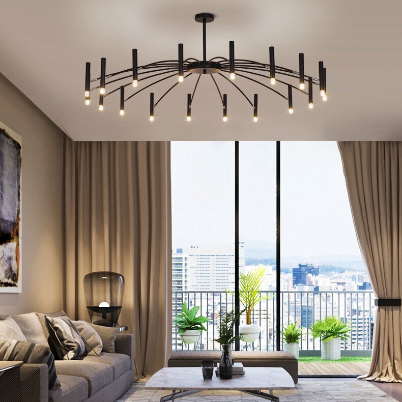 Arisha Modern Blown Linear Metal Multi-heads Chandelier