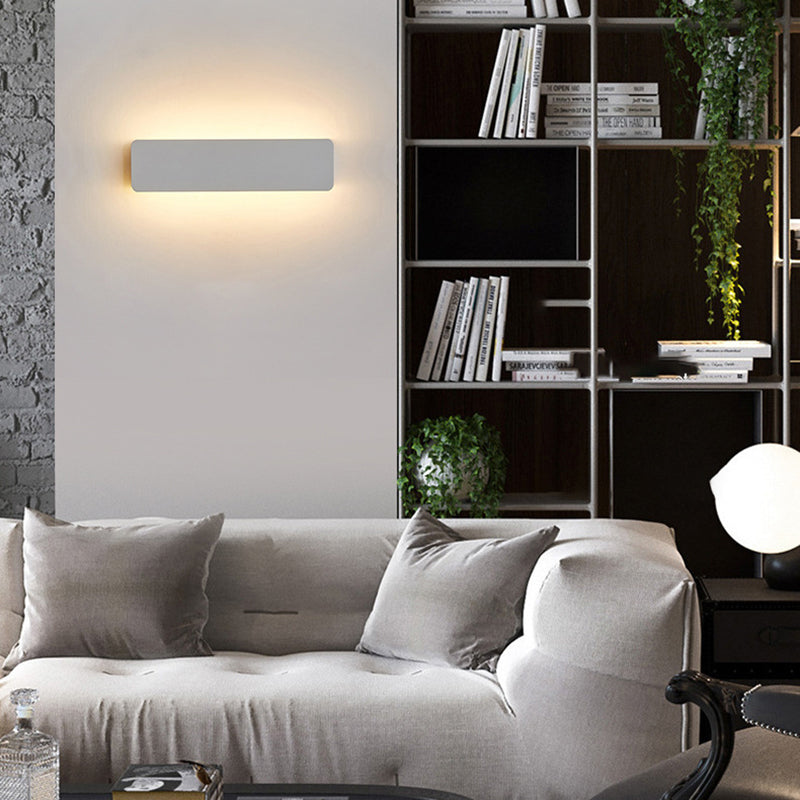 Modern Rectangular Wall Sconce, Metal, White, Garden