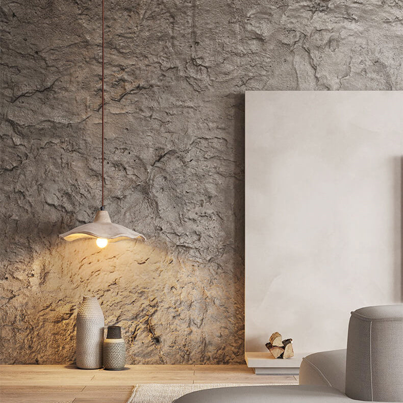 Japanese Vintage Cement Flower Pendant Light | 1-Light