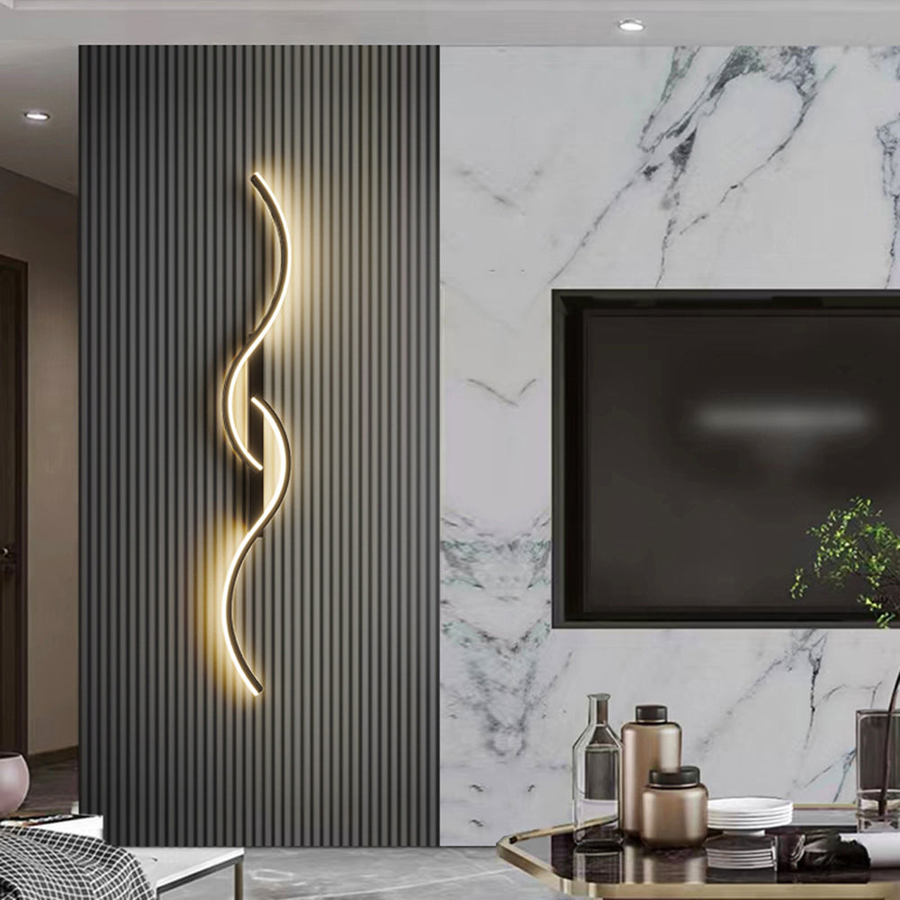 Lumor Modern Wave Design Wall Sconce Black/Gold Living Room