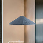 White/Pink/Blue Ribbed Cone Pendant Light Nordic Style 1 Light Living Room Hanging Lamp, 8"/12.5"/16" Diameter