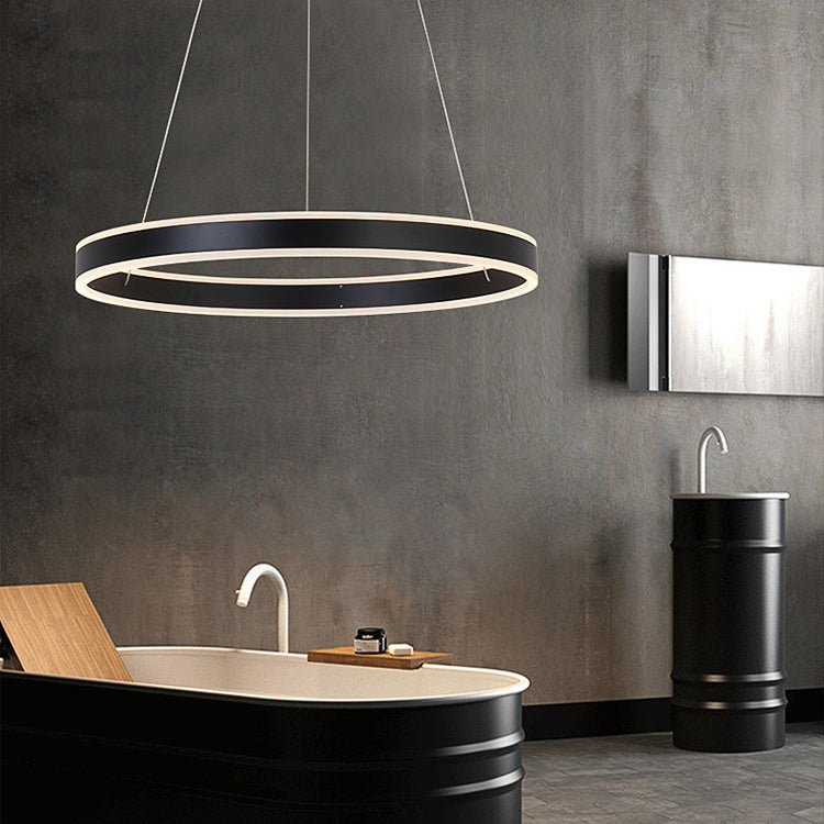 Black/Brown Ring Ceiling Pendant Contemporary 2/3/4 Lights Acrylic LED Chandelier in Warm/White Light