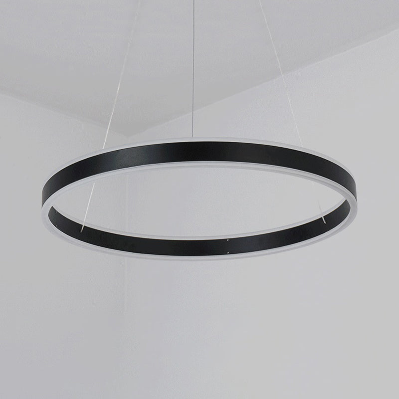 Black/Brown Ring Ceiling Pendant Contemporary 2/3/4 Lights Acrylic LED Chandelier in Warm/White Light