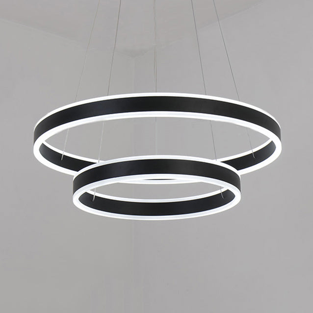 Black/Brown Ring Ceiling Pendant Contemporary 2/3/4 Lights Acrylic LED Chandelier in Warm/White Light