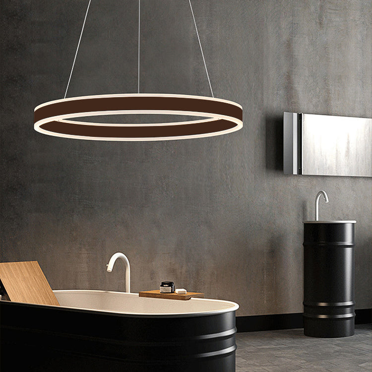 Black/Brown Ring Ceiling Pendant Contemporary 2/3/4 Lights Acrylic LED Chandelier in Warm/White Light