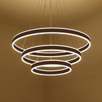 Black/Brown Ring Ceiling Pendant Contemporary 2/3/4 Lights Acrylic LED Chandelier in Warm/White Light