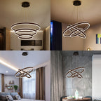 Black/Brown Ring Ceiling Pendant Contemporary 2/3/4 Lights Acrylic LED Chandelier in Warm/White Light