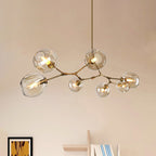 Bubble Chandelier Lighting Contemporary Glass 3/5 Heads Dining Room Adjustable Pendant Lamp in Black/Gold Finish