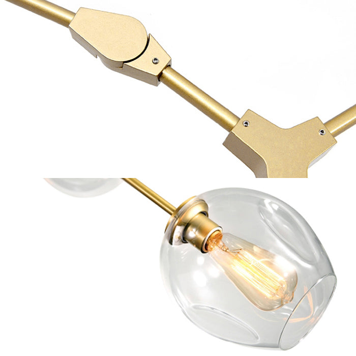 Bubble Chandelier Lighting Contemporary Glass 3/5 Heads Dining Room Adjustable Pendant Lamp in Black/Gold Finish