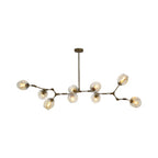 Bubble Chandelier Lighting Contemporary Glass 3/5 Heads Dining Room Adjustable Pendant Lamp in Black/Gold Finish