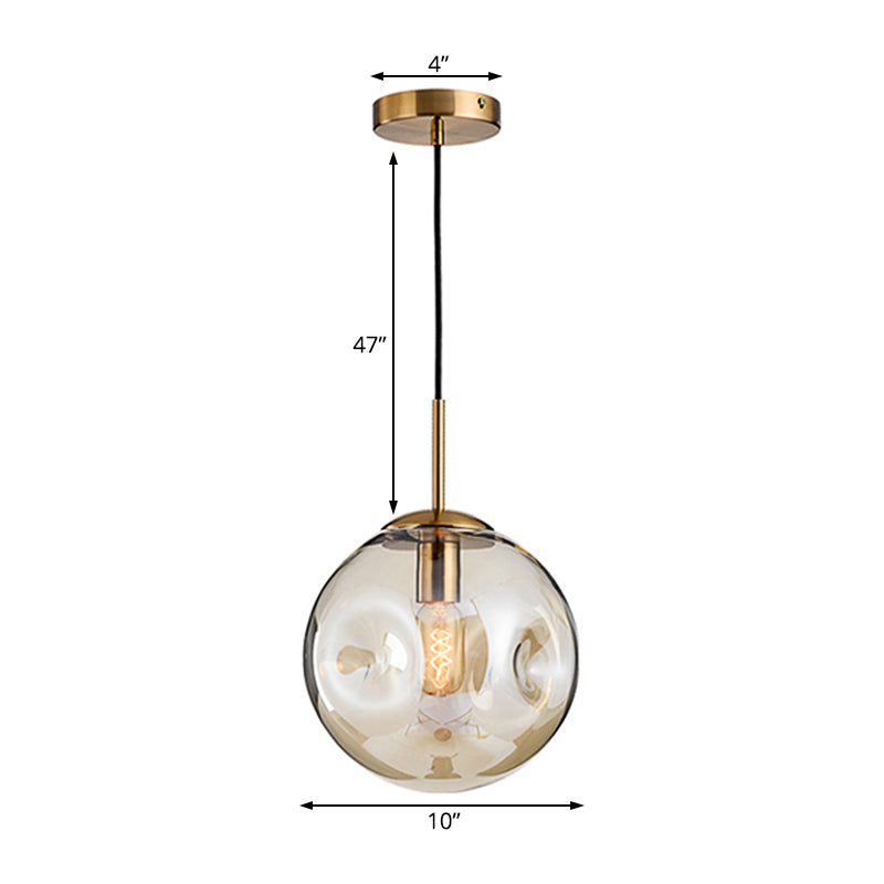 Modern Style 1 Bulb Pendant Light with Concave Glass Shade Silver/Red Global Hanging Light Fixture for Restaurant