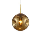 Modern Style 1 Bulb Pendant Light with Concave Glass Shade Silver/Red Global Hanging Light Fixture for Restaurant