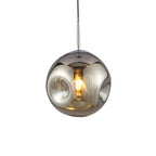 Modern Style 1 Bulb Pendant Light with Concave Glass Shade Silver/Red Global Hanging Light Fixture for Restaurant