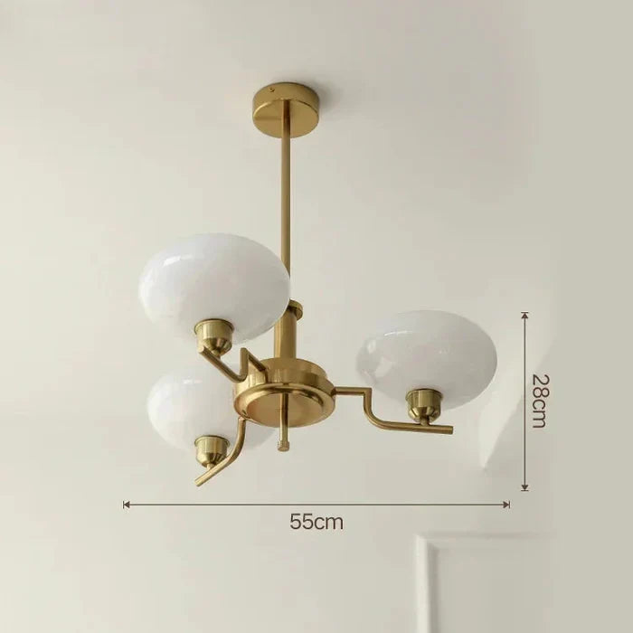 Modern Chandelier with Opal Glass Shades – Elegant Ceiling Lamp