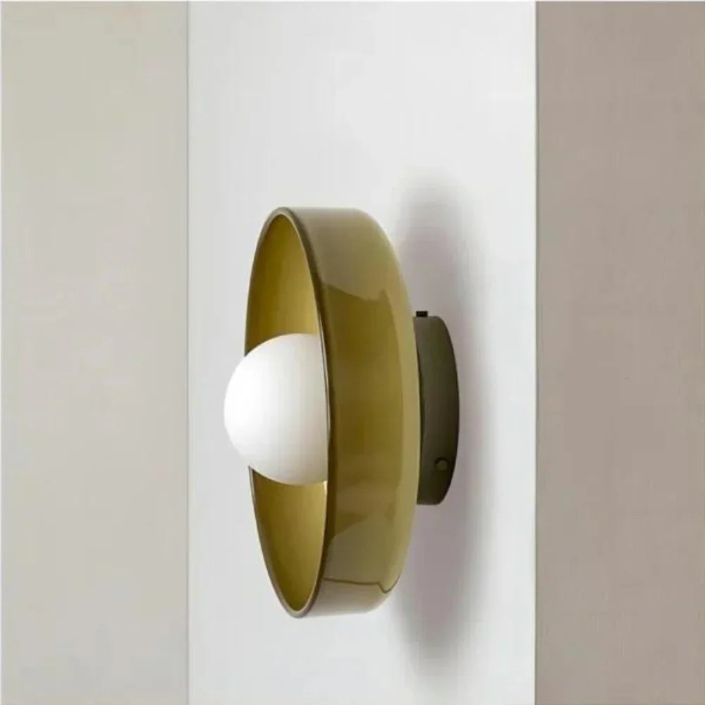 Nordic Glass Olive Disc Wall & Ceiling Light LED 1-light